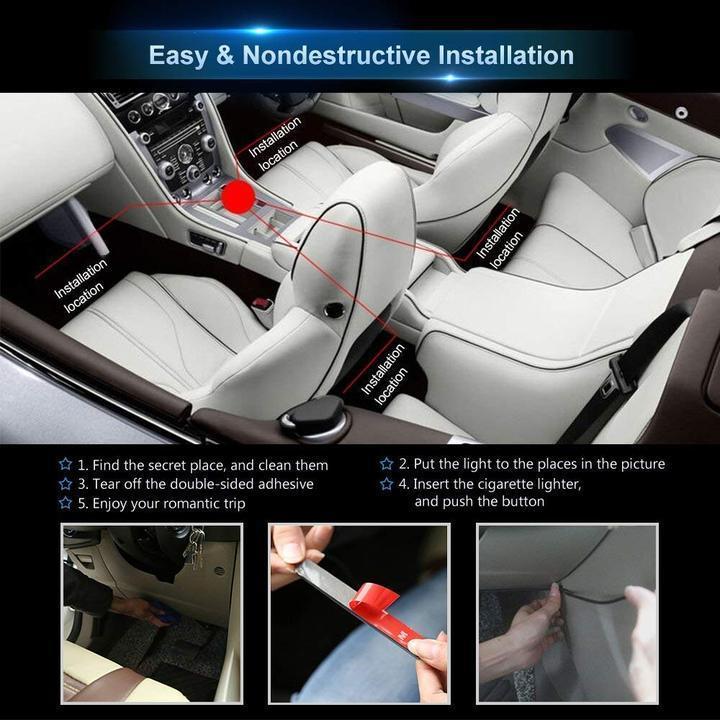 Car Interior Lights with Sound Active Function and Wireless Remote Control
