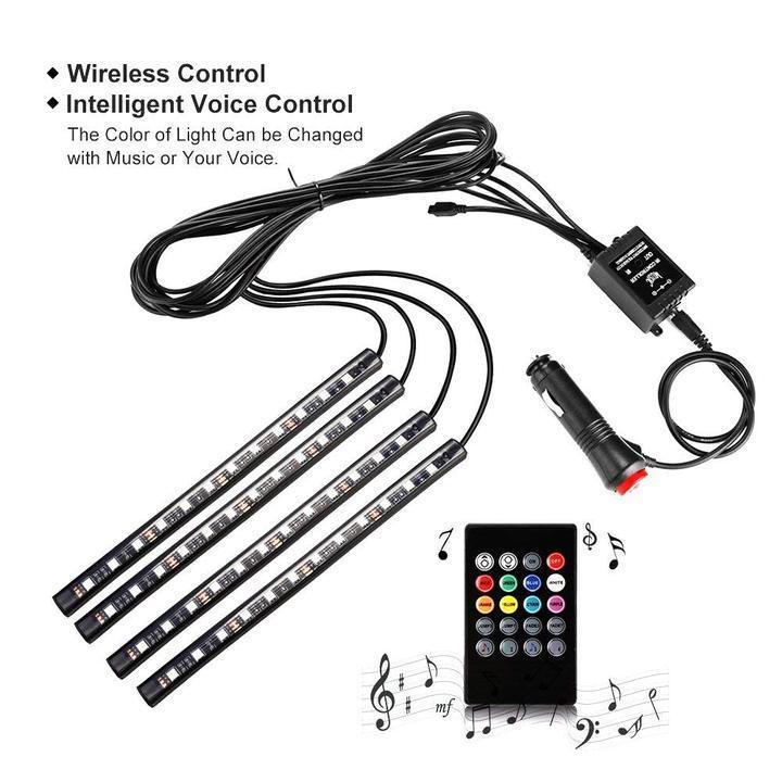 Car Interior Lights with Sound Active Function and Wireless Remote Control